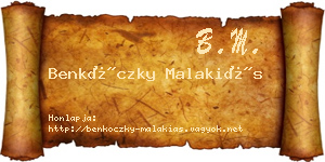 Benkóczky Malakiás névjegykártya